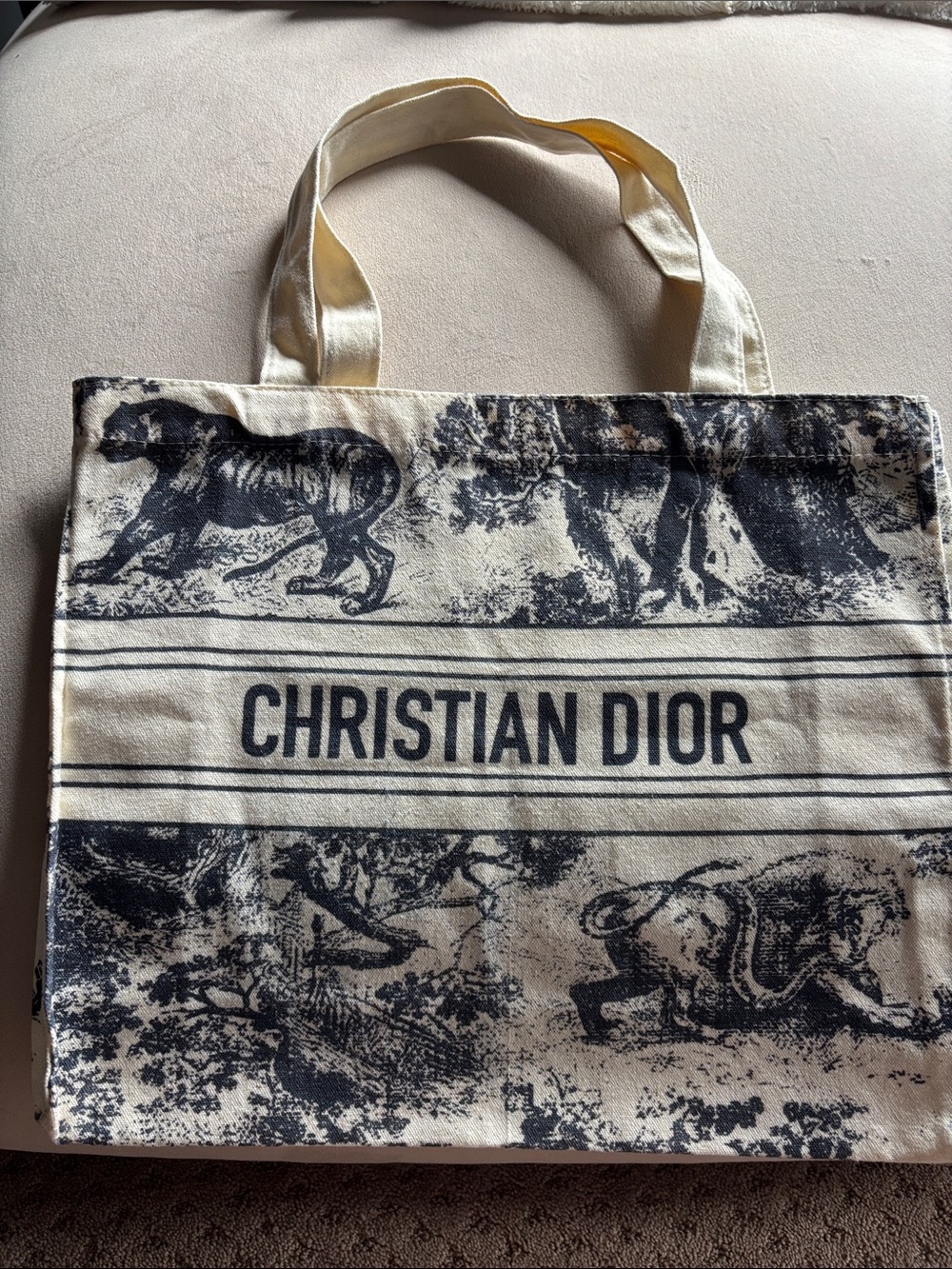 Dior Cream and Black Toile Canvas Shopper Tote